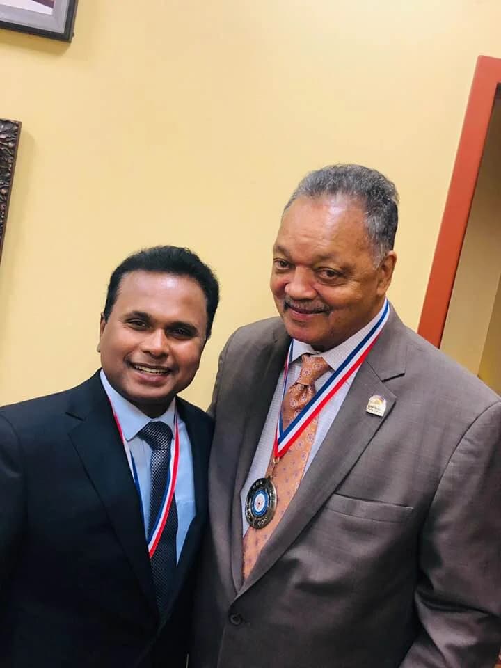 Tel K. Ganesan with Civil Rights leader Rev. Jesse Jackson advocating for community empowerment and economic opportunity